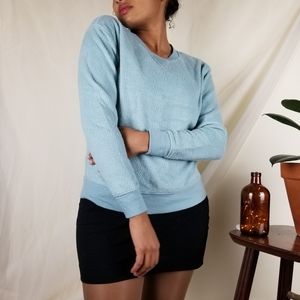 Pastel Blue Fleece Crew Neck Sweater